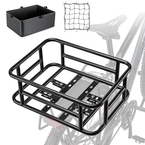CXWXC Großer Fahrradkorb mit Gepäcknetz und Auskleidung - Gepäckträger hinten für Fahrrad, E-Bike, E-Bike