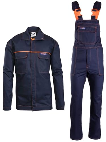 PROFFLAM ANTISTATIC Schweißeranzug für Schweißer, Flammhemmend, Antistatisch, Komplett: Latzhose + Jacke, Schweißerbekleidung, EN ISO 1149-5, Gr 48-64 (52)