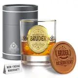 CROWNLY CRYSTAL® Geschenk für Bruder Whisky Gläser Geburtstagsgeschenk Bruder Personalisierte Geschenke Geschenk Bruder Männer Geburtstagsgeschenk Bruder Geschenk Whiskey Glas Mit Gravur