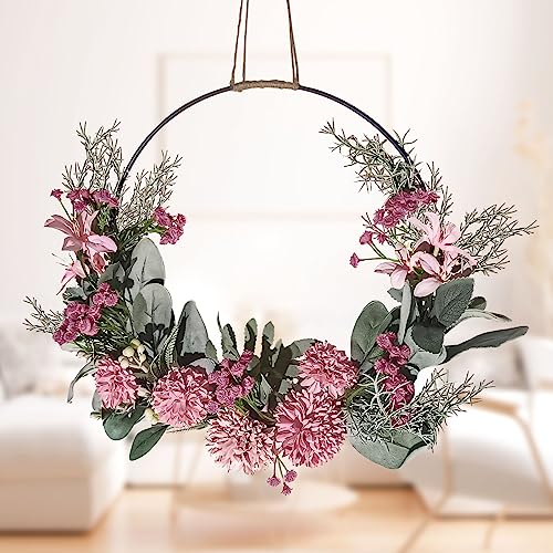 Türkranz Kranz Deko, Künstliche Blumen Orchidee Kranz Girlande Willkommen Girlande Türkranz Sommer Wandkranz Metall Deko Ringe für Hochzeit Wohnzimmer Hochzeit