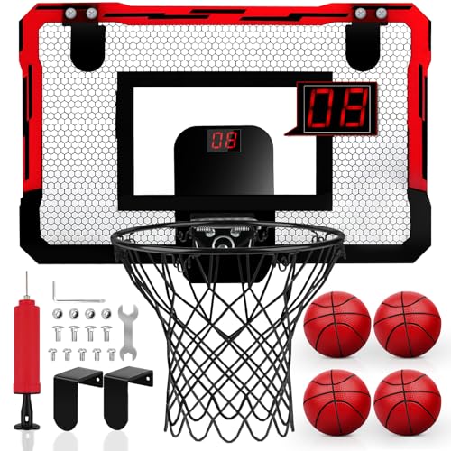 Basketballkorb Kinder Mini Basketballkorb Indoor Outdoor, Basketball Korb mit Automatischer Wertung mit 3 Bällen, Basketballkörbe tür Set Sport Spielzeug Geschenk (Standardausgabe)