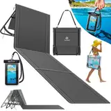 KESSER® Strandmatte 2er Set klappbar mit Verstellbarer Rückenlehne, Strandliege faltbar mit Tragegurt, wasserdichter Handyhülle & Aufbewahrungstasche, Sonnenliege für Strand Garten, Liegematte 130Kg