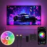 HOTUT Led Strip, 5m TV Hintergrundbeleuchtung mit HDMI Sync box, Sync für 45-75 Zoll TVs, Musiksynchronisation, LED Streifen mit Bluetooth-Funktion, ambilight RGBIC-LED TV Lichtstreifen, App-Steuerung