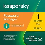 Kaspersky Password Manager | Unbeschränkte Anzahl von Geräten | 1 Benutzerkonto | 1 Jahr | PC/Mac/Android/iOS | Aktivierungscode per Email