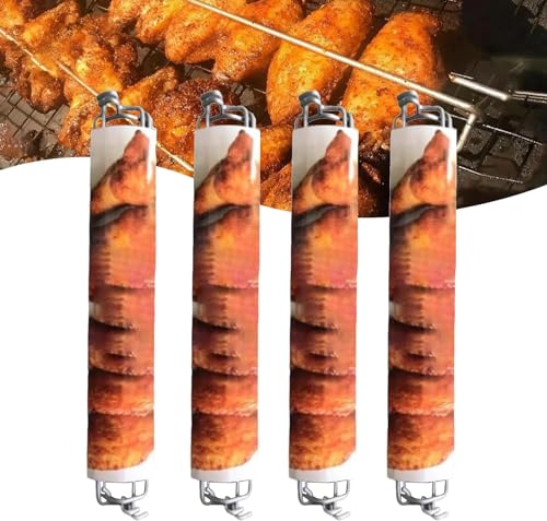 Metal Chicken Wing BBQ Fork, Wing Rails for Grilling Chicken Wings, Chicken Wing Rack for Grill, BBQ Grilling Tool for Outdoor Picnic Camping Barbecue (4PC)