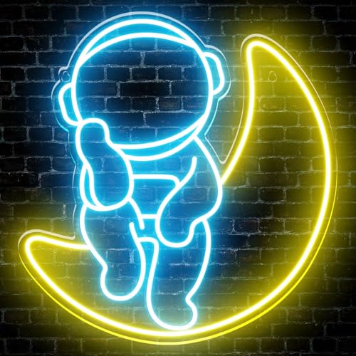 LPHIANX Astronaut Neon Signs For Wall Decor, Dimmable LED Neon Signs for Gaming Room Bedroom Family Birthday Bar Wedding Party Night Light, Neon Sign Customizable