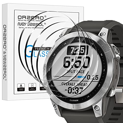 NEWZEROL 4 stück Display Glasschutz Kompatibel für Garmin Fenix 7 47mm /Solar/Sapphire Solar Schutzfolie, 2.5D Arc Edges 9H Glas Displayschutz Anti-Kratzer Blasenfrei Displayschutzfolie aus Glas