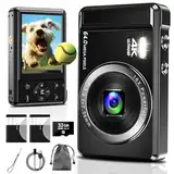 Digitalkamera 4K Fotokamera 64MP - mit 32 GB Speicherkarte Digital Camera16X Digitalzoom Einfache Tragbare Fotoapparat und wiederaufladbare 2 1200mAh Batterien für Kinder Teenager Senioren Anfänger