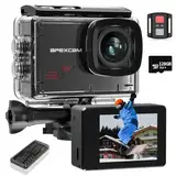 Apexcam M80 4K 60FPS 48MP Action Cam mit 128GB WiFi Karte 40M Ultra HD Unterwasserkamera Wasserdicht Sport Kamera 8X Zoom Voraufnahme Wide Angle mit 2x1350 Akku Kit Zubehör