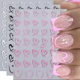 3D Herz Nagelsticker Valentinstag Nagelaufkleber Herz Nagelfolie Selbstklebend Nagel Sticker Herzen Nail Sticker Nageldesign Aufkleber Nägel Zubehör Valentines Nail Stickers Heart Nail Art Stickers