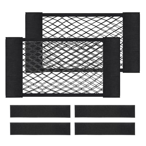 Xzenuo Gepäcknetz Auto, Wohnmobil Kofferraum Netz Organizer, 25 * 40cm Elastisches Kfz Camper Aufbewahrungsnetz mit Klettstreifen, Universal Netztasche für Auto/SUV, 2 Stücke
