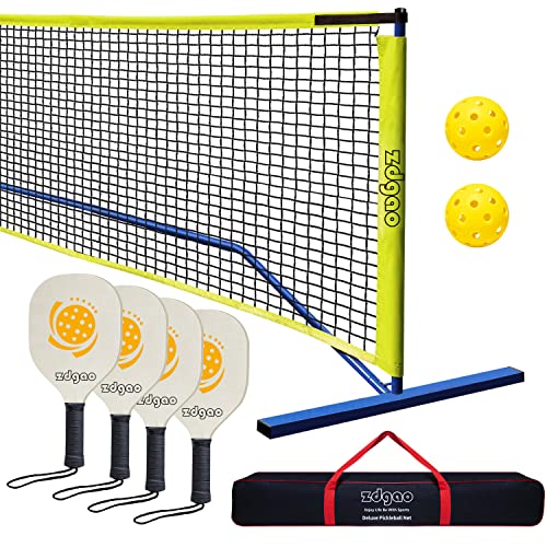 Tragbares Pickle Balls-Netz - Einfach einzurichtendes Pickle Balls-Netz in vorgeschriebener Größe mit freistehendem Metallrahmen und Tragetasche (22 x 3 ft) (Green)