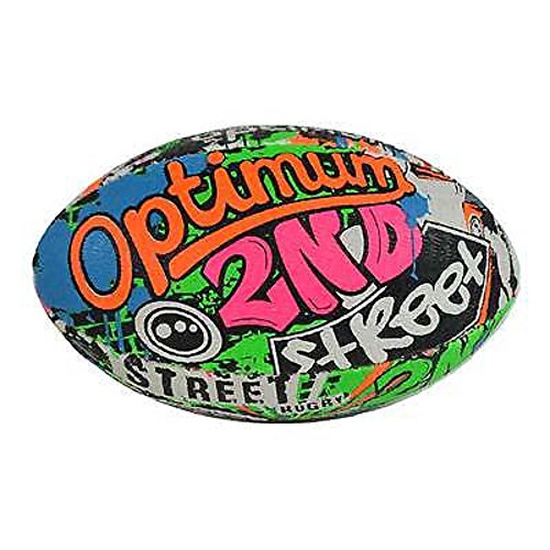 OPTIMUM Street II Herren Rugbyball - Urban Play, Ausgewogen & Reaktionsschnell, Präzises Handling & Kicken, Hochleistungsfähig - Optionen Mit/Ohne Pumpe, 2-lagiger 410g Ball - Mehrfarbig, Größe 5