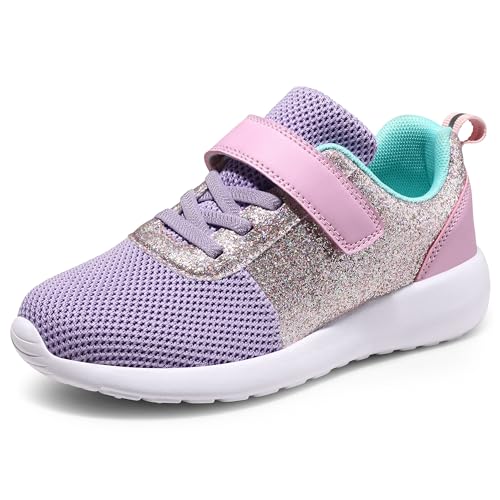 Mädchen Schuhe Kinder Turnschuhe Glitzer Sportschuhe Laufschuhe Hallenschuhe Sneakers Klettverschluss Tennisschuhe Festliche für Jugendliche,23 EU,Violett Pink