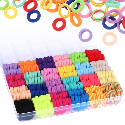 Haargummis Mädchen, Funtopia 360 Stück Haargummis Klein, 24 Farben Mini Haargummis Baby Haargummi, Bunt Mini Nahtlose Haarbänder für Kinder