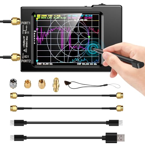 Elikliv NanoVNA-H Antennenanalysator, Vektor Netzwerk Analysator 10KHz-1,5GHz Neueste HW Version 3,6, HF VHF UHF VNA Analysator für S Parametern, VSWR, Peak Analyse, Phase, Delay, Smith Chart