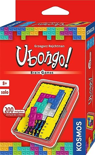 KOSMOS 695248 Ubongo! Brain Games, Knobel-Spaß für 1 Person, Gehirn-Jogging mit 200 Aufgaben, Verschiedene Levels, handliche Box für unterwegs, Brain Teaser ab 8 Jahre, Konzentrationsspiel