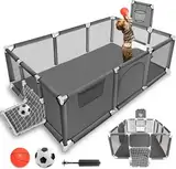 Laufstall Baby,Laufstall Baby Faltbar182Cm*122Cm,Baby Playpen,Mit Atmungsaktivem Netz,Basketballkorb Und Fußballleiter,Baby Laufgitter,Aktivitätszentrum Baby