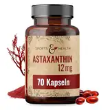 Astaxanthin 12 mg Depot Softgel Kapseln mit Oxidationsschutz - 4 Monatsvorrat - Gel Caps - Mit Vitamin E (70 Kapseln)