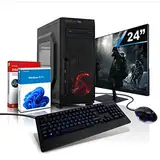 Komplett PC Entry Gaming/Multimedia Computer | AMD Ryzen3 Pro 2100, 4-Threads, 3.4 GHz | 16GB DDR4 | 256GB SSD + 1TB | Radeon™ Vega3 4GB | 24" | WLAN | DVD | Win11 #6668