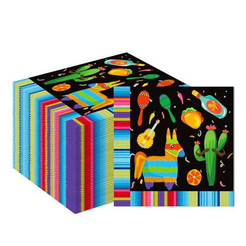 Mexikanische Fiesta-Party-Servietten, 33 x 33 cm, mexikanischer Stil, Papierservietten, Cinco de Mayo, Servietten für Geburtstag, Babyparty, Party, Tischdekoration, 20 Stück