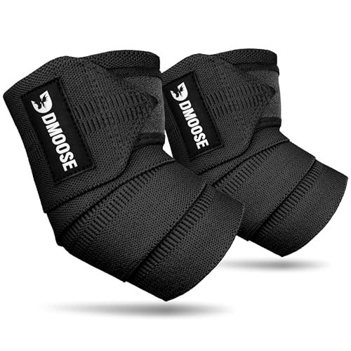 DMoose Fitness Ellenbogenbandagen für Gewichtheben (Paar) – 101,6 cm Verstellbarer Ellenbogengurt für Fitnessstudio-Workout und Bankdrücken, Kompressions-Ellenbogenbandagen für Sehnenentzündung