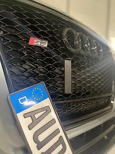Kennzeichenhalterung für Wabengrill am Audi RS, Rahmenlos, Klemmung, für Alu Kennzeichen 3D gedruckt (DE Kennzeichen Alu)