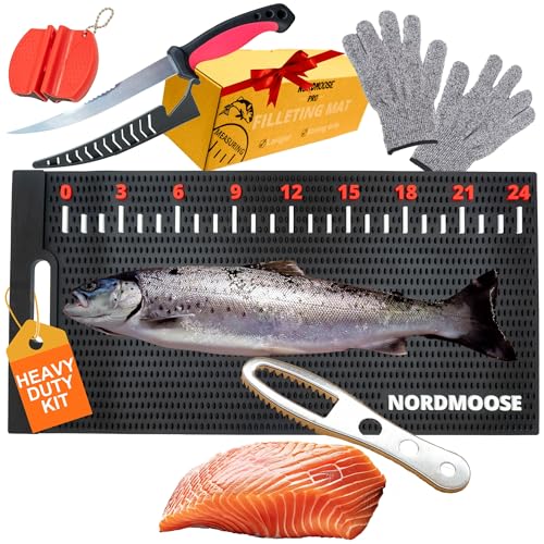 Fischfiletmatte, rutschfestes Fischmessbrett, keine Filetkralle erforderlich, (71,1 x 35,6 cm) Fischreinigungsbrett-Matte zum Schuppen, langlebig und leicht zu reinigen, tragbares Fisch-Reinigungsset