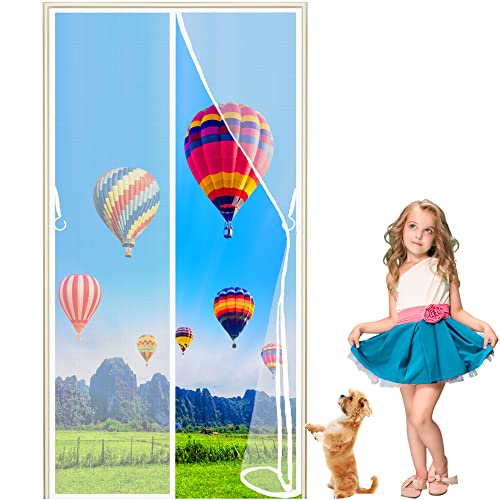 LZHBD Magnet Fliegengitter Tür 180 x 210 cm Insektenschutz Balkontür Fliegenvorhang Schließt Automatisch Ohne Bohren - für Terrassentür Kellertür Wohnzimmer Schiebetür Küche - Weiß