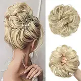 JJstar Haarteil Mit Gummiband, Groß Dutt Haarteil Gelockt Haargummi Mit Haaren Hochsteckfrisuren Haarverlängerung Messy Bun Haarteile für Damen Mädchen Pferdeschwanz