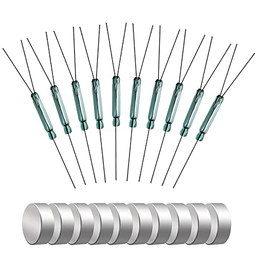 Gebildet 10pcs 4W 3Pin Glas Reedkontakt Reedschalter Schließer N/O N/C SPDT, Magnetischer Induktionsschalter (2.5mm×14mm)+10pcs Magnetstück