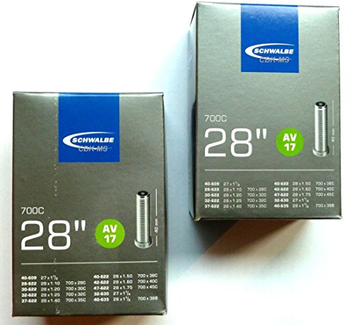 Schwalbe 2X AV17 AV 17 Schlauch 28 x 1,2-1,75 28/47-622 28" Autoventil, Schwarz