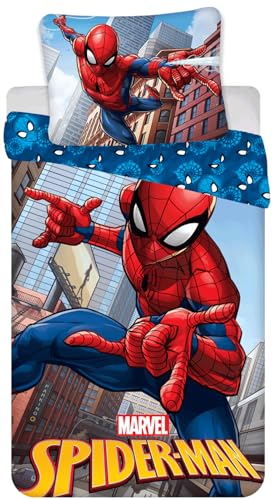 Spiderman Wende Bettwäsche Kopfkissen Bettdecke 135/140x200 cm blau