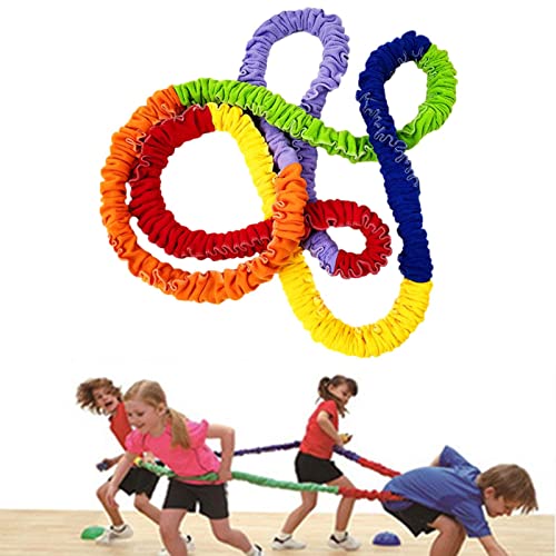 QARIDO Zugseil, farbiges Sport-Zugband | kooperatives dehnbares Übungsband für Gruppenaktivitäten, große Motor-Koordination, Team, Schule