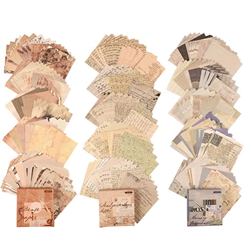 300 Blätter Vintage Scrapbooking Papier, 7.8 x 7.8cm Retro Tagebuch Papier 3 Stile Scrapbook Papier DIY Schreibpapier Dekorative für Weihnachtsdeko Tagebuch Planer Notebook