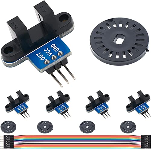 DAOKAI Infrarot Geschwindigkeitsmesssensor,IR Infrarot Schlitzoptik Optokopplermodul,3.3–5V Fotounterbrechersensor, zur Motordrehzahlerkennung oder Arduino mit Encodern(5 STÜCKE)