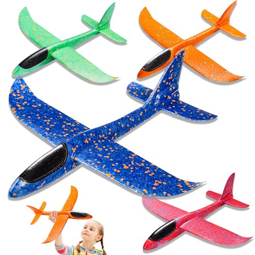 Styropor Flugzeuge Spielzeug Flugzeug Kinder - 4 Stück Flieger Styropor Kinder Groß, Wurfgleiter für Eltern-Kind Spiele im Freien