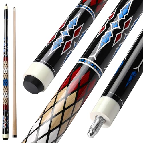 ASMPCUE Billard Queue, 58" Pool Queue 13mm Spitzen Pool Cue für Professionelle Billardspieler, 1/2 Maple Queue Sticks für Billard Tisch Sport, Bar Pool Table Sticks for Billard Enthusiasten, Plaid