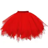 QinMMSPORTS Tüllrock 50er Rock Ballet Tanzrock Kurz Ballett tütü Rockabilly Petticoat Unterrock Tanzkleid Ballkleid Abendkleid Gelegenheit Zubehör Jahre Tutu Cosplay,A-rot,Einheitsgröße