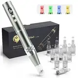 Beautlinks Elektrische Microneedling Pen 0-2,5 mm mit 4 LED Licht und 6 Stufen, Microneedle Haut Reparatur-Tool für Gesicht Hautverjüngung, Anti Akne, Anti Falten (Inkl. 10 Nadeln Patronen)