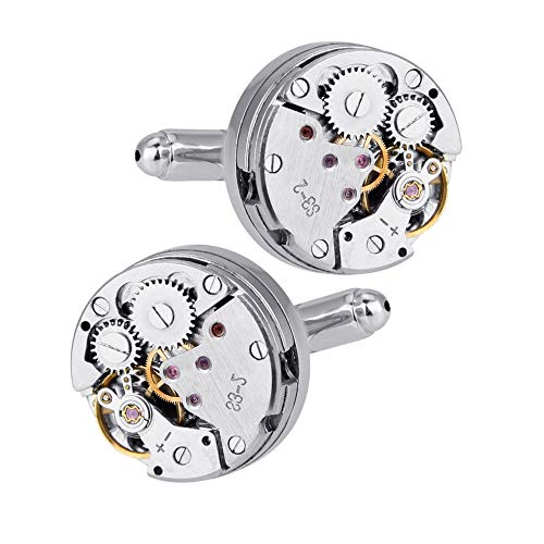 DECARETA Manschettenknöpfe Handgemachtes Cufflinks Herren Manschetten Knöpfe Zahnräder Uhrwerk Mechanisches Herrenhemd Dekoration Geschenk der Männer-ein Paar