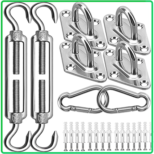 Sonnensegel Befestigung Set Zubehör 304 Edelstahl Sonnensegel Befestigungsset sonnensegel Spanner Montage Aufbau für Viereck und Dreieck Garten, Awnings Mounting Assembly