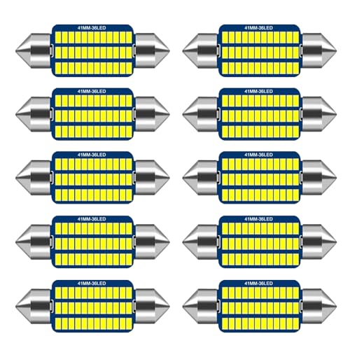 NEOVSUNY Auto LED Innenbeleuchtung, 10 Stück 41MM 600 Lumen Auto Innen Beleuchtung, 12V 3W Auto LED Glühbirne Innenraumbeleuchtung mit 36 Lampenperlen, Plug and Play Auto Innenraum Leselampe Quelle