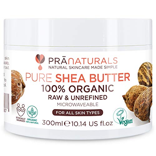 PraNaturals 100% Bio Sheabutter 300ml, Rohes, unraffiniertes Extra Virgin A-Grade African Pure Elfenbein All-Natural, glatte Shea-Nuss-Lippenbalsam-Körperbutter für alle Hauttypen