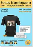 TransOurDream A4X10 Blatt+1 Silikonpapier, ECHTE Bügelfolie Transferfolie Transferpapier,Inkjet bedruckbare Transferfolie für Dunkle T-Shirts und Textilien,T-Shirt Folie zum Aufbügeln,T-Shirt Druck