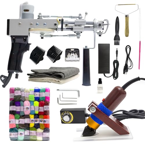Teppich-Tufting-Pistole mit Teppich-Trimmer-Set, Elektrischer Teppich Tufting Gun, Rug Tufting Frame Tufting Kit, 2-in-1-Teppichpistole Zum Schneiden und Schlingenflor, Handstrickmaschine DIY Home