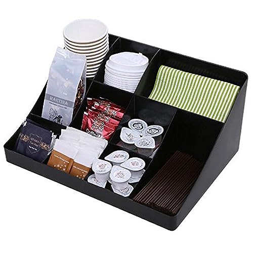 Vencer Gewürzbehälter mit 10 Fächern, für Kaffee und Teebeutel,Kunststoff,Schwarz,VCO-001