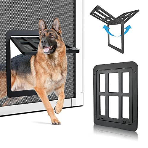 PETLESO Haustierklappe für Fliegengitter Hundeklappe mit Magneten Katzenklappe Fliegengittertür Einfache Installation für Katzen/Hunde-Schwarz (34cm x 44cm)