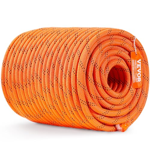 VEVOR Doppelt geflochtenes Polyesterseil, 1,27 cm x 67,7 m, 48 Stränge, 3600 kg Bruchfestigkeit, Outdoor-Kletterseil, Baumpflegeseil für Felswanderungen, Camping, Schaukeln, Abseilen, Rettung