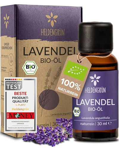 Heldengrün® BIO Lavendelöl [100% NATURREIN] Lavandula angustifolia - Echtes Lavendelöl: floral, frisch & voller Seele - Aromatherapie Lavendel - Ätherisches Öl